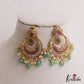 Classic Floral Motifs Chandbali AD Earrings With Bead Drops E1089 (Available In 2 Colors)