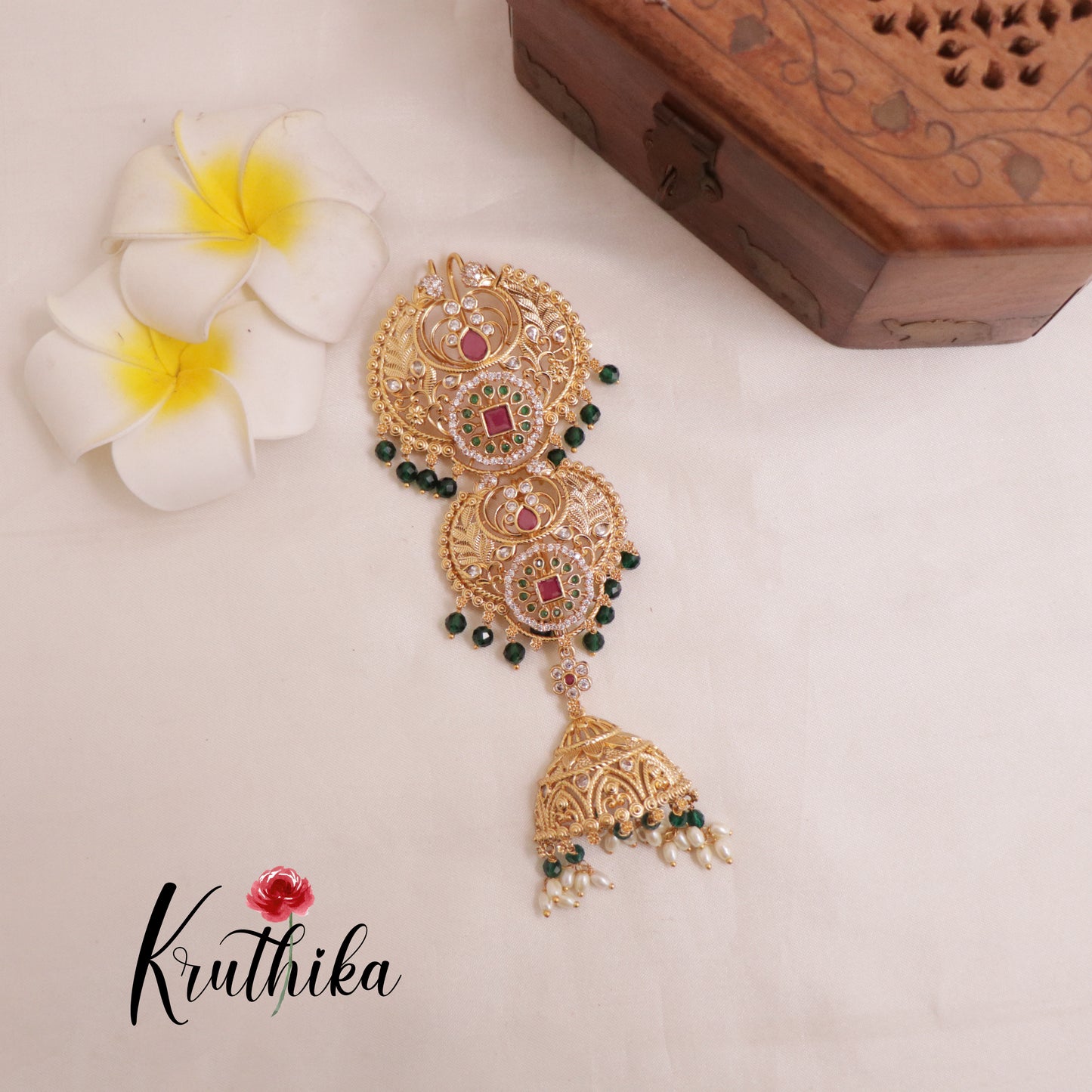 Grand AD Stone Jada Billa with Crystal Beads J157 (Available in 2 Colours)