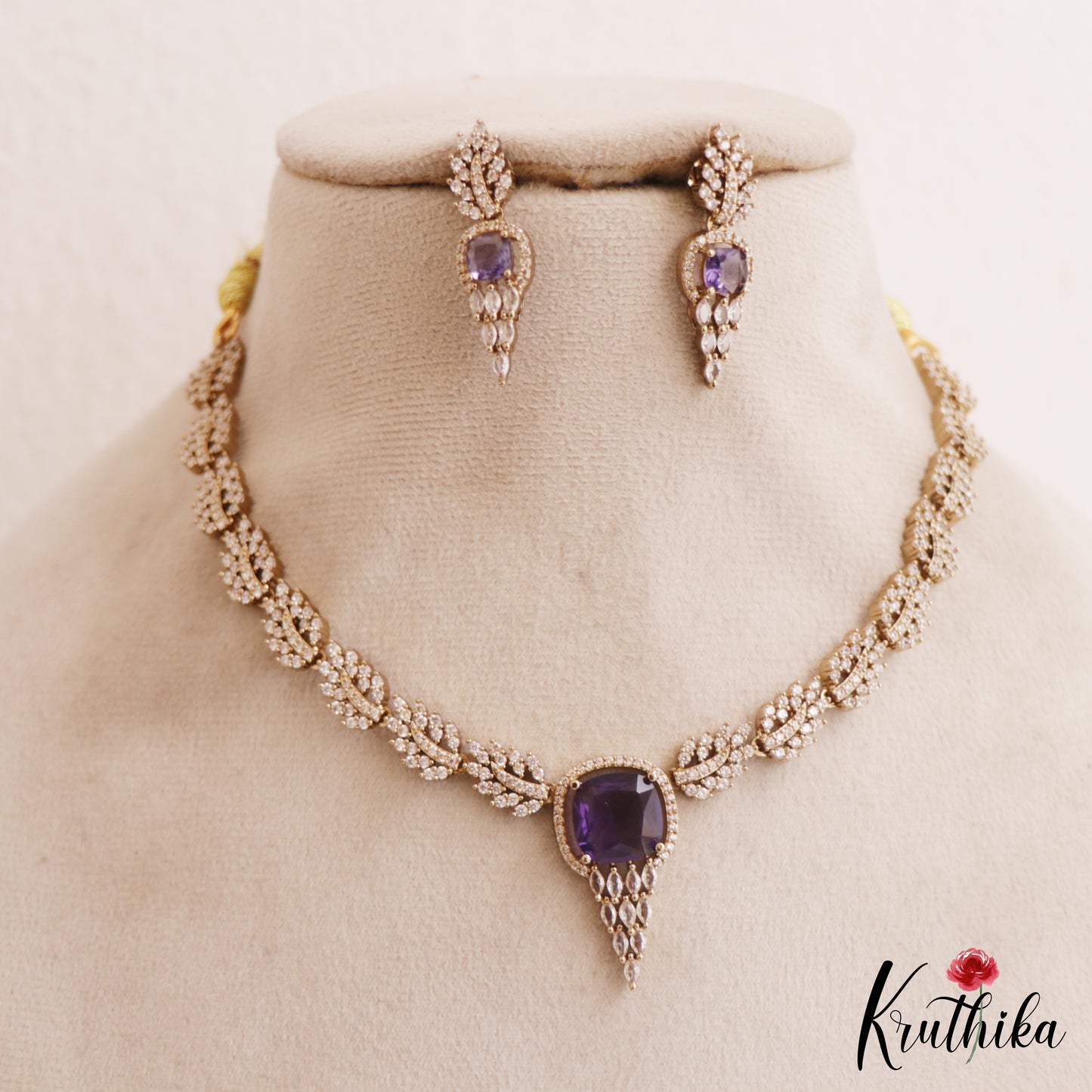 Trendy Leaf Motifs AD Victorian Necklace NC2765 (Available In 5 Colors)