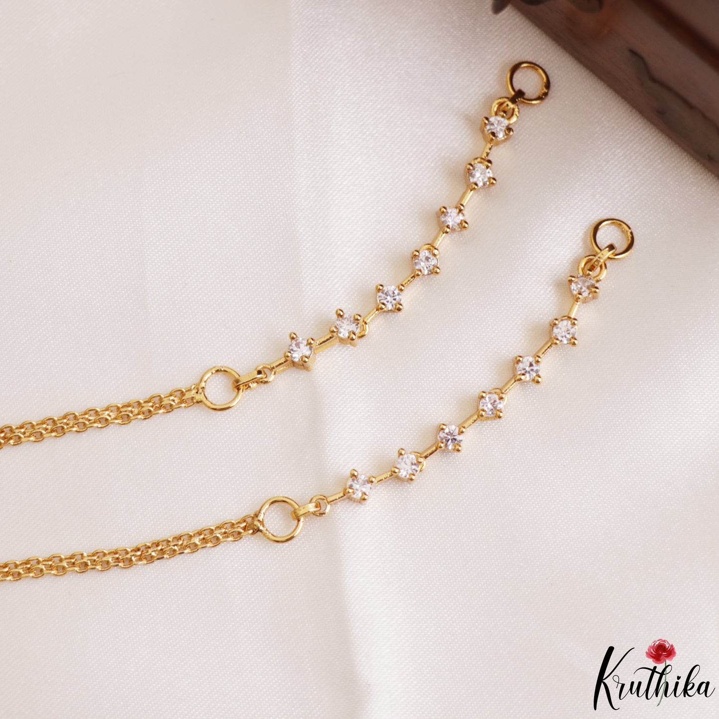 Simple Gold-Tone CZ Earchains EC237
