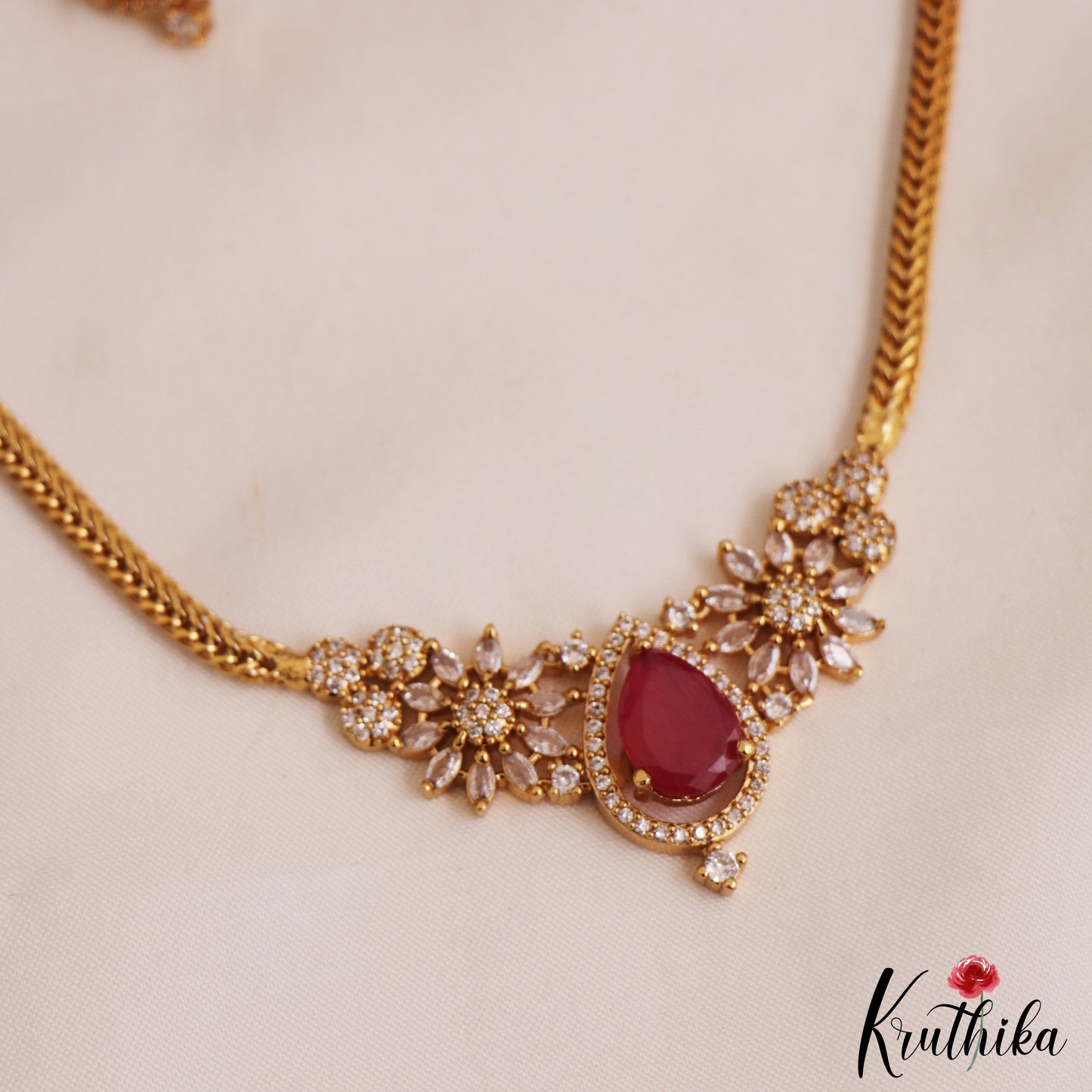 Classic AD Floral Motifs Necklace NC2805 (Available In 2 Colors)