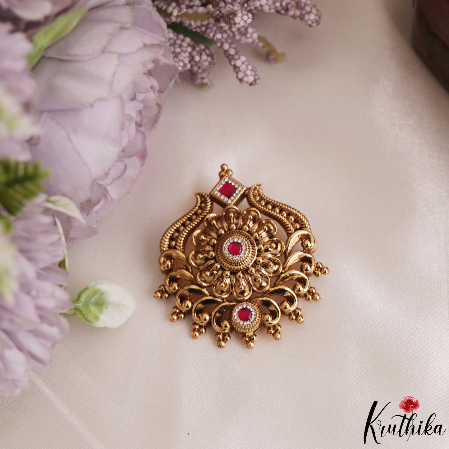 Elegant Antique Floral Motifs Chandra Surya Kemp Hair Ornaments J428 (Available In 2 Colors)