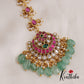 Gorgeous Floral Jadau Maang Tikka With Bead And Pearl Drops MT308