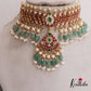Beautiful Floral Peacock Motifs Jadau Choker With Triple Strand Pearl Chains NC2694