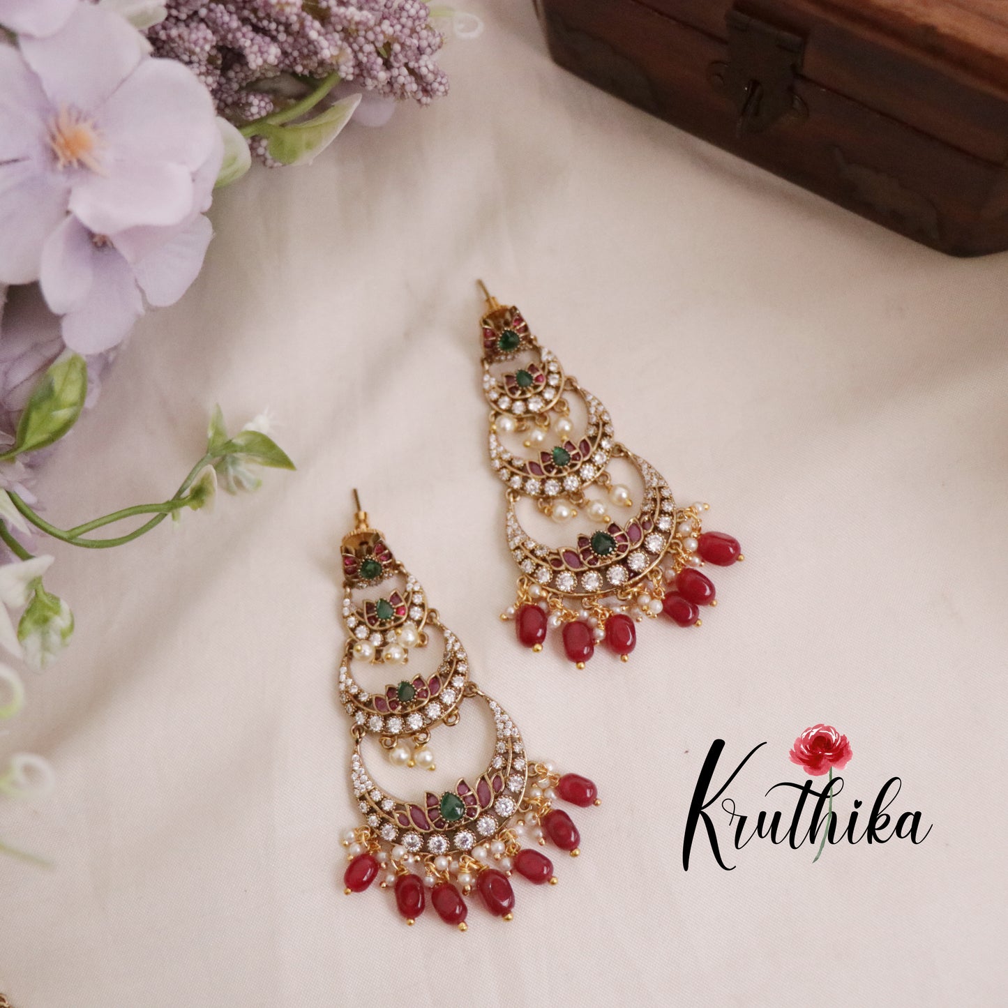 Trendy Three Step Chand Bali Earrings E630 (Available in 2 Colors)