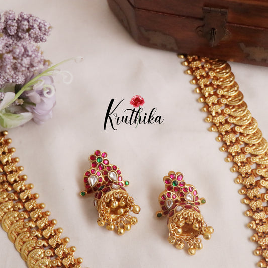 Beautiful Gold Finished Peacock Jadau Pendant Kasu Haaram LH1940