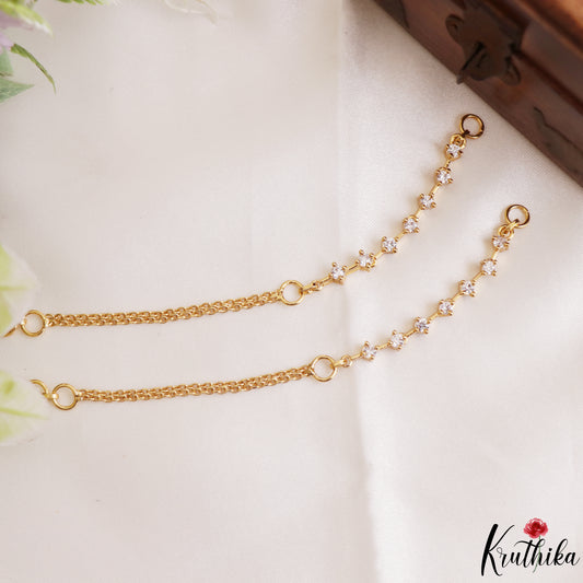 Pre-Order - Simple Gold-Tone CZ Earchains EC237 - (Pre order-Shipping starts from 8th September)
