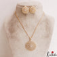 Pretty AD Floral Motifs Gold-Tone Chain Pendant Set NC2935