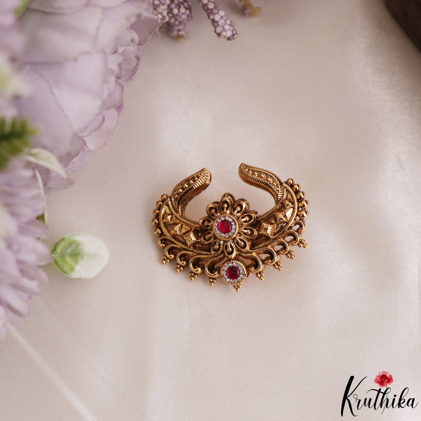 Elegant Antique Floral Motifs Chandra Surya Kemp Hair Ornaments J428 (Available In 2 Colors)