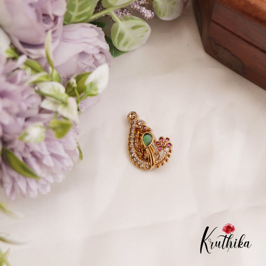 Elegant Peacock Motifs Jadau Saree Pin SP45 (Available In 2 Colors)