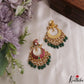 Stunning Mango Motifs Jadau Chandbali Earrings With Green Bead Drops E1189