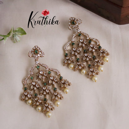 Beautiful Victorian AD Stone Chandelier Earrings E513 (Available in 6 Colours)