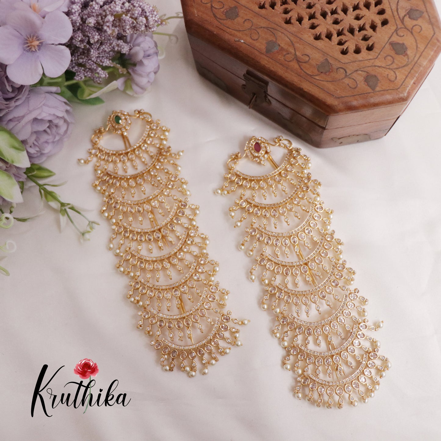 Elegant Pearl Drop Kundan Jada Billa J221 (Available in 2 colours)
