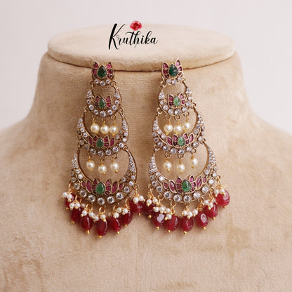 Trendy Three Step Chand Bali Earrings E630 (Available in 3 Colors)
