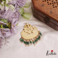 Stunning Peacock Motifs Jadau Pendant With Green Bead Drops PS264
