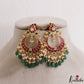 Stunning Mango Motifs Jadau Chandbali Earrings With Green Bead Drops E1189