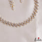 Simple Leaf Motifs Diamond-Finish Gold-Tone CZ Choker NC3242