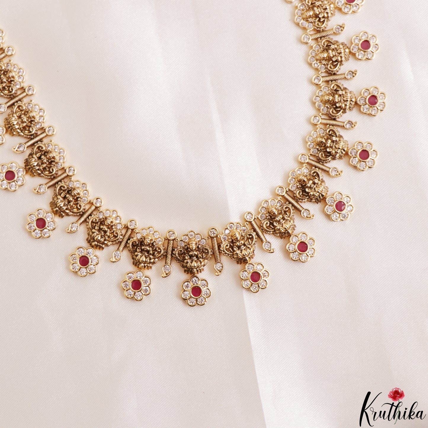 Classic Antique Nagas Lakshmi Floral Motifs Temple Haaram LH2186 (Available In 2 Colors)