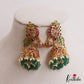 Beautiful Peacock Motifs Kemp Jhumkas With Pearl and Bead Drops E1090 (Available In 2 Colors)