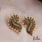 Beautiful Pearl Border Peacock Motifs Stud Earrings  E954