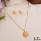 Elegant AD Floral Motifs Gold-Tone Chain Pendant Set NC2934