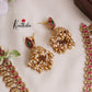 Premium Antique Lotus Jadau Pendant Kasu Necklace with Golden Beads NC2203 (Available in 2 Colours)