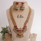 Grand Bridal Kasu Jadau Pendant Haaram with Pastel Green Beads Drops LH1947