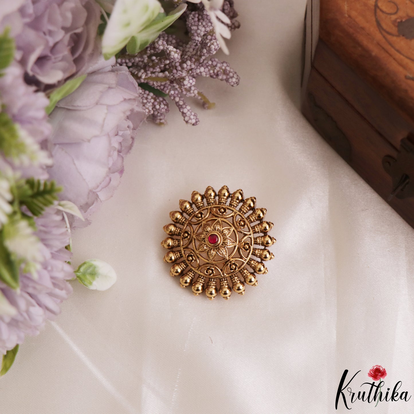 Elegant Antique Floral Motifs Chandra Surya Kemp Hair Ornaments J426 (Available In 2 Colors)
