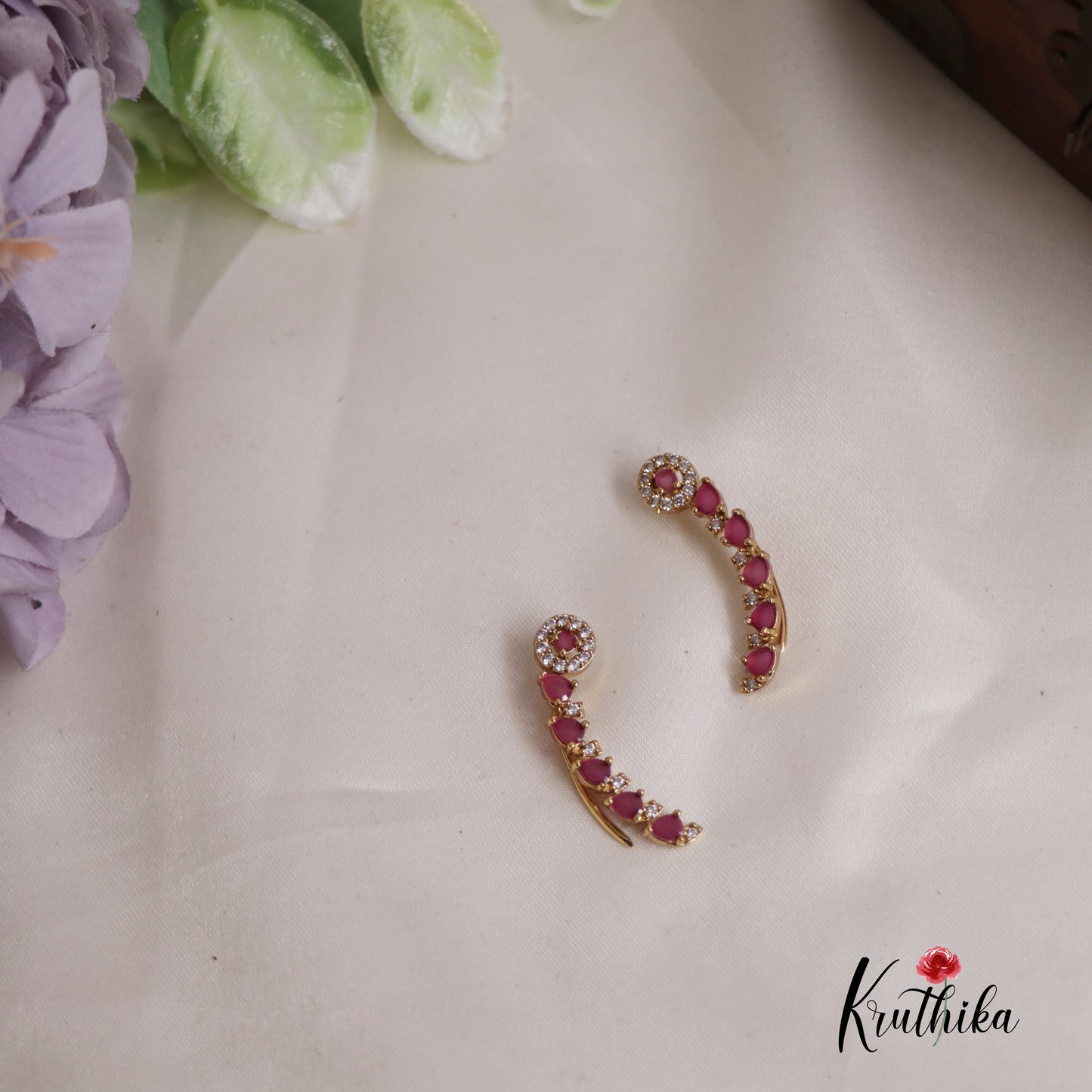 Gorgeous AD Stone Ear Climbers E7783 (Available In 3 Colours)