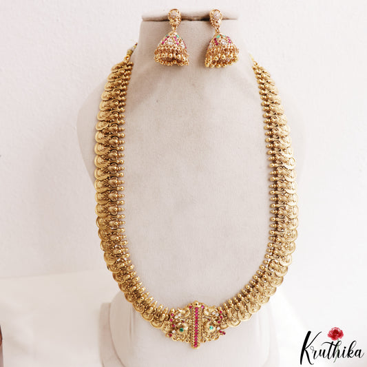 Stunning Antique Peacock Motifs Lakshmi Kasu Jadau Haaram LH2202