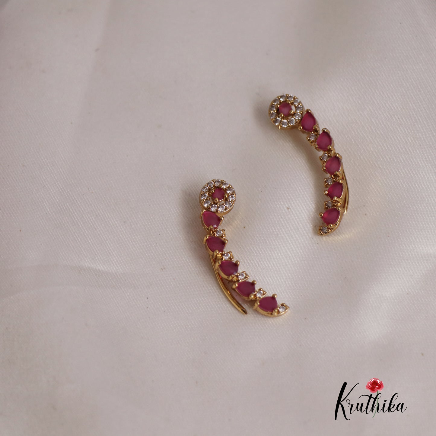 Gorgeous AD Stone Ear Climbers E7783 (Available In 3 Colours)