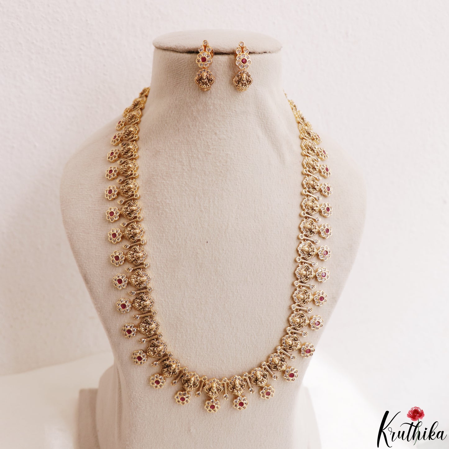 Classic Antique Nagas Lakshmi Floral Motifs Temple Haaram LH2186 (Available In 2 Colors)