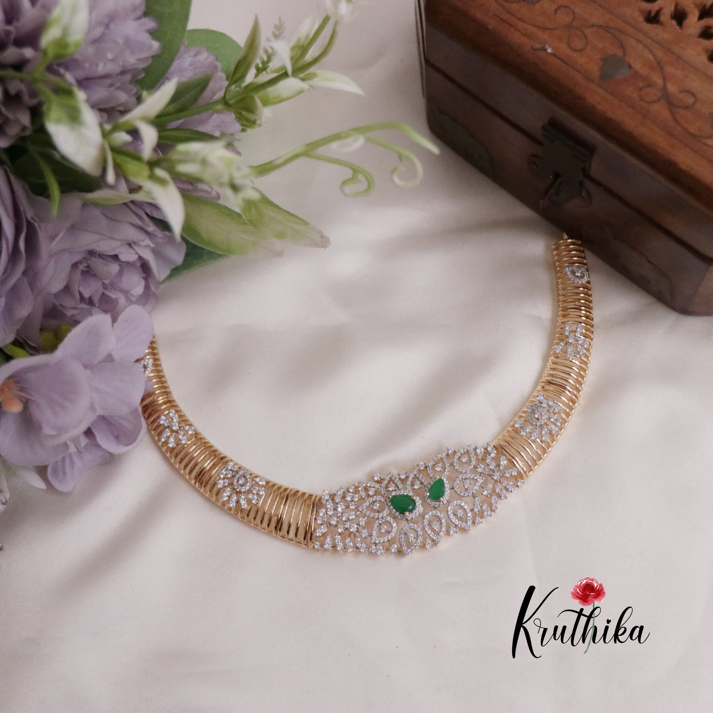 Pretty CZ Sparkling Victorian Hasli Necklace NC2252 (Available in 2 Colours)