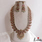 Grand Antique Nagas Mano Lakshmi Motifs Jadau Haaram With Green Bead Drops LH2165