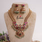 Grand Bridal Kasu Jadau Pendant Necklace with Pastel Green Beads Drops NC2246