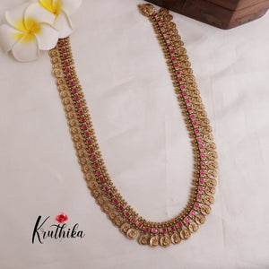 Premium Jadau Lakshmi Coin/Bottu Haaram LH1883 (Available in 4 Colours)