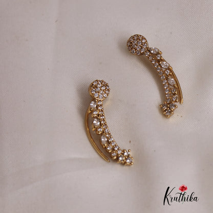 Stunning AD Stone Leaf Shape Ear Climbers E782 (Available In 2 Colours)