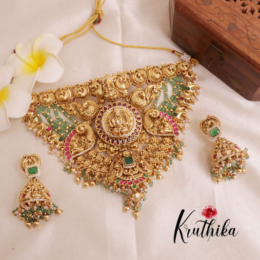 Gorgeous and Premium Jadau Lakshmi peacock choker NC1953