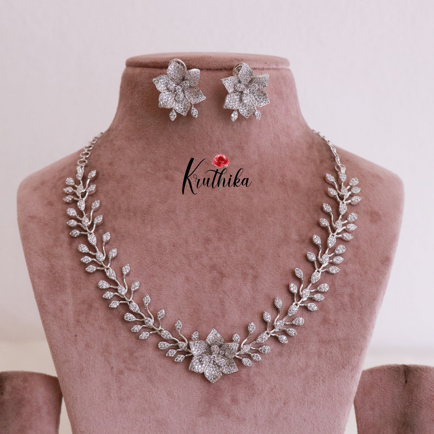 Trendy CZ/AD Flower Design Necklace NC1830 (Available in 4 colours)