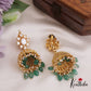 Gorgeous polki Mossanaite Jhumkas With Green Bead Drops E906