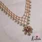Trendy Pastel Green Beads Layered Floral Jadau Pendant Necklace NC2504