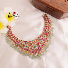 Royal Jadau Necklace With Pastel Green Beads NC1906