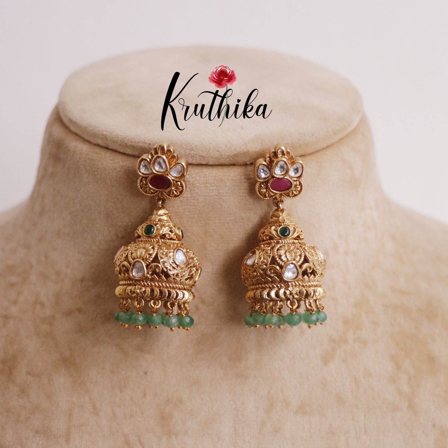 Beautiful Antique Multi Stone Jhumkas E661