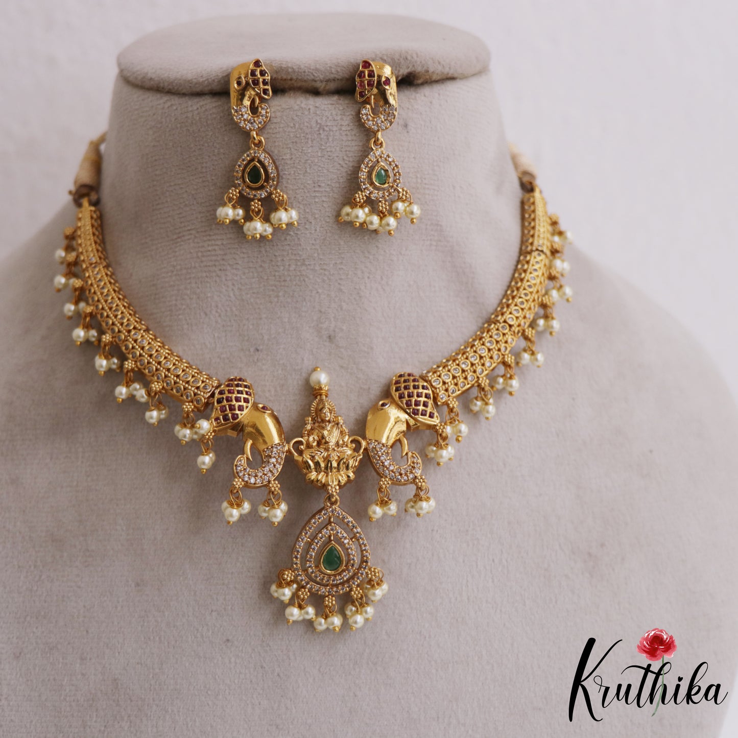 Stunning Lakshmi Motifs AD Choker NC2712