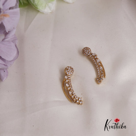 Stunning AD Stone Leaf Shape Ear Climbers E782 (Available In 2 Colours)