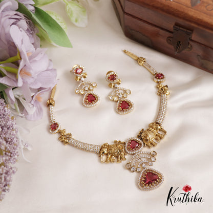 Gorgeous Elephant Motifs Victorian Hasli Necklace NC2578 (Available In 3 Colors)