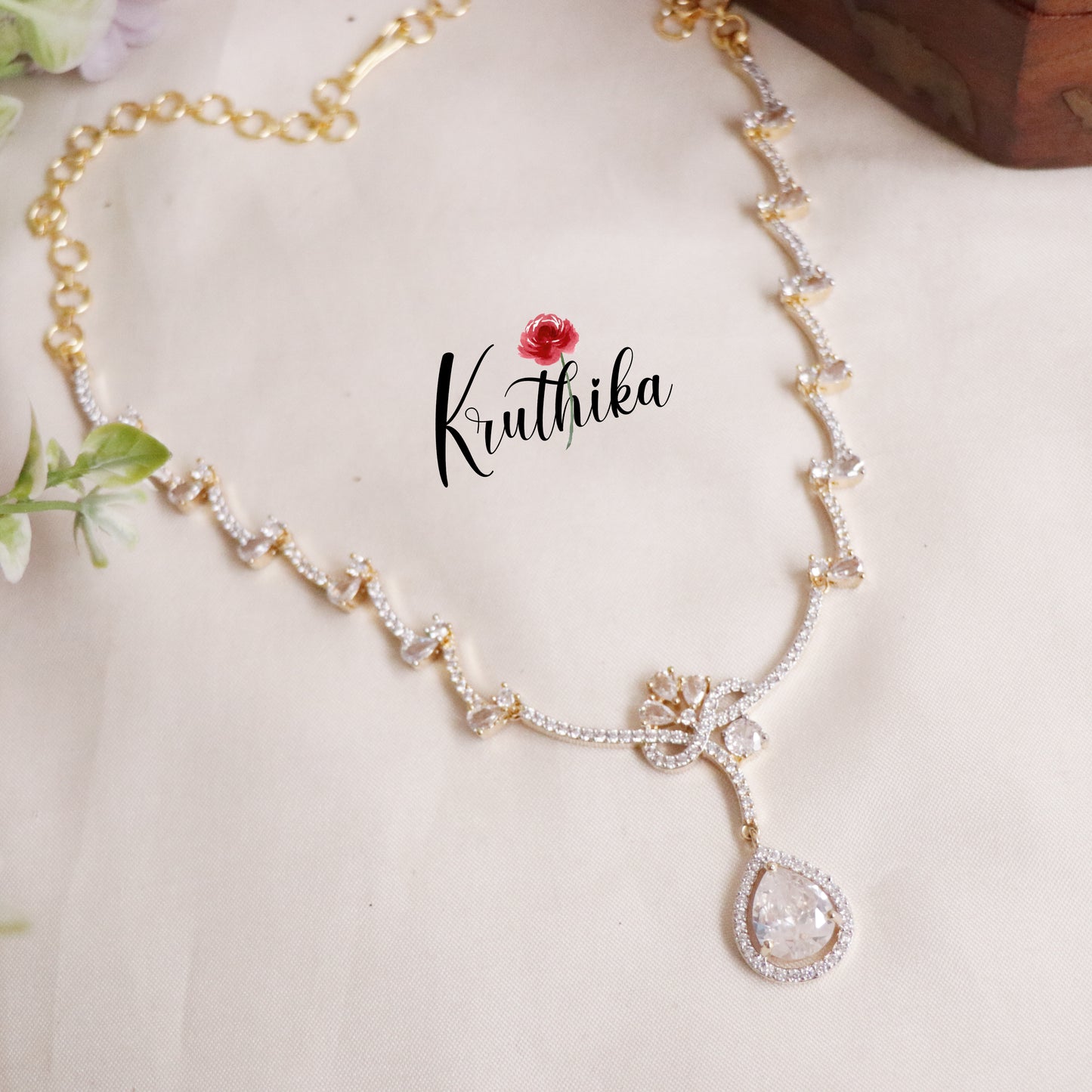 Elegance CZ Sparking Necklace with Pendant Drop NC2169  (Available in 3 Colours)