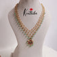 Trendy Pastel Green Beads Layered Floral Jadau Pendant Necklace NC2504