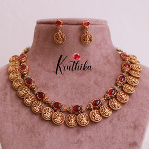 Beautiful Coin Kempu Necklace NC1865