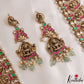 Grand Antique Nagas Mano Lakshmi Motifs Jadau Haaram With Green Bead Drops LH2165